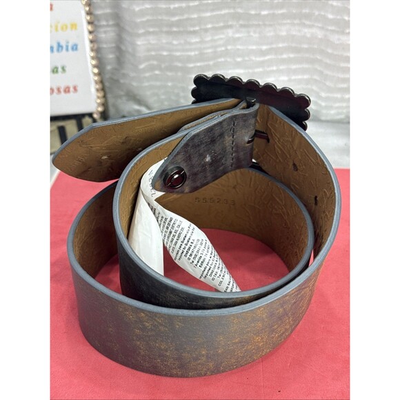 (H) Velez women's brown bohemian leather hippie belt, size S. - Picture 3 of 16